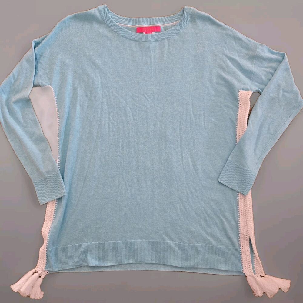 LILLY PULITZER Sz XS Bayside Blue‎ Damara Coolmax Tunic Sweater~ Runs Medium